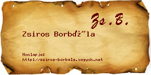 Zsiros Borbála névjegykártya